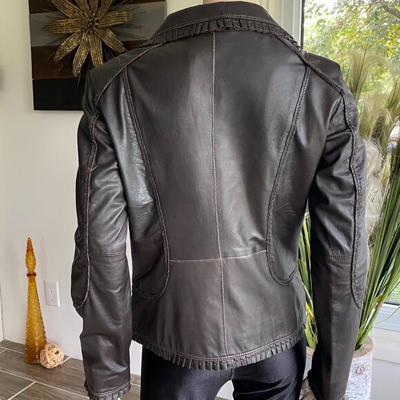 Scully Leather Dark Brown Western Style Blazer Jacket L - Picture 4 of 14